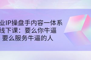 商业IP操盘手内容一体系线下课：要么你牛逼，要么服务牛逼的人（价值16800)