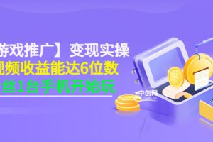 【小游戏推广】变现实操：单视频收益达6位数，0粉丝1台手机开始玩(50节课）