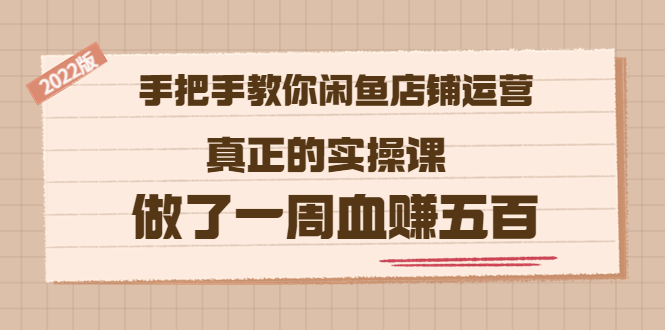 2022版《手把手教你闲鱼店铺运营》真正的实操课 做了一周血赚五百 (16节课)