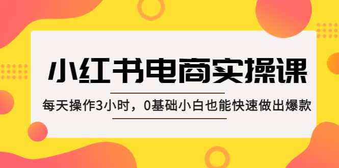 小红书·电商实操课：每天操作3小时，0基础小白也能快速做出爆款  引流技术  2天前  0  104  9.9