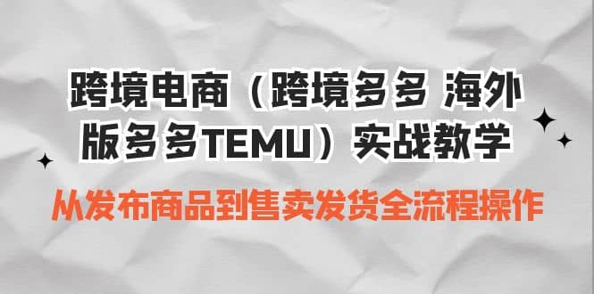 暮沉—跨境电商实操教学：TEMU平台全流程+JIT发货模式，从发布商品到售卖发货，海外版多多实操教学