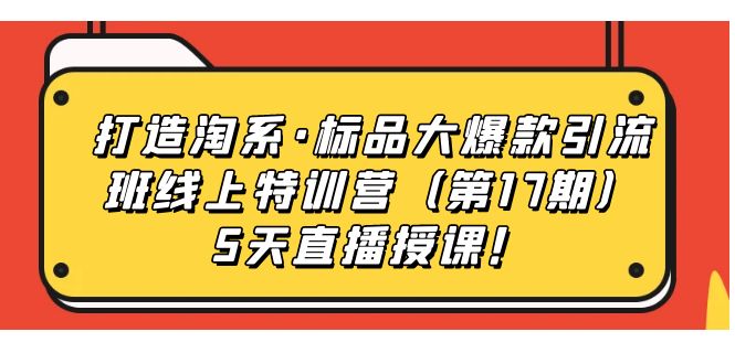 5天直播授课：打造淘系·标品大爆款引流班，视频号直播带货特训营—暮沉资源站