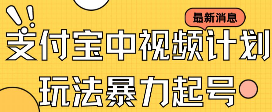 支付宝中视频计划：暴力起号影视项目，播放即获收益，长期稳定收益！—暮沉资源站