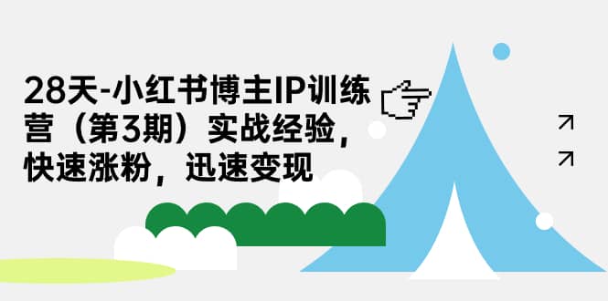 小红书博主IP训练营：28天实战经验，快速涨粉变现，0粉开店、10000粉直播：小红书变现渠道揭秘