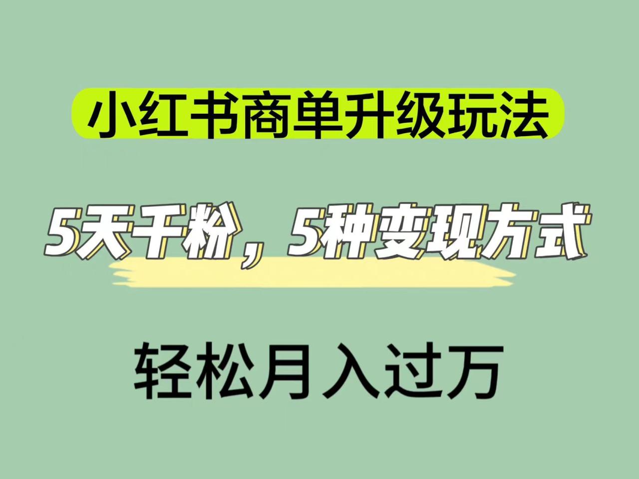 小红书商单升级玩法：5天1千粉课程指南，轻松月入1万，5种变现方式揭秘—暮沉资源站