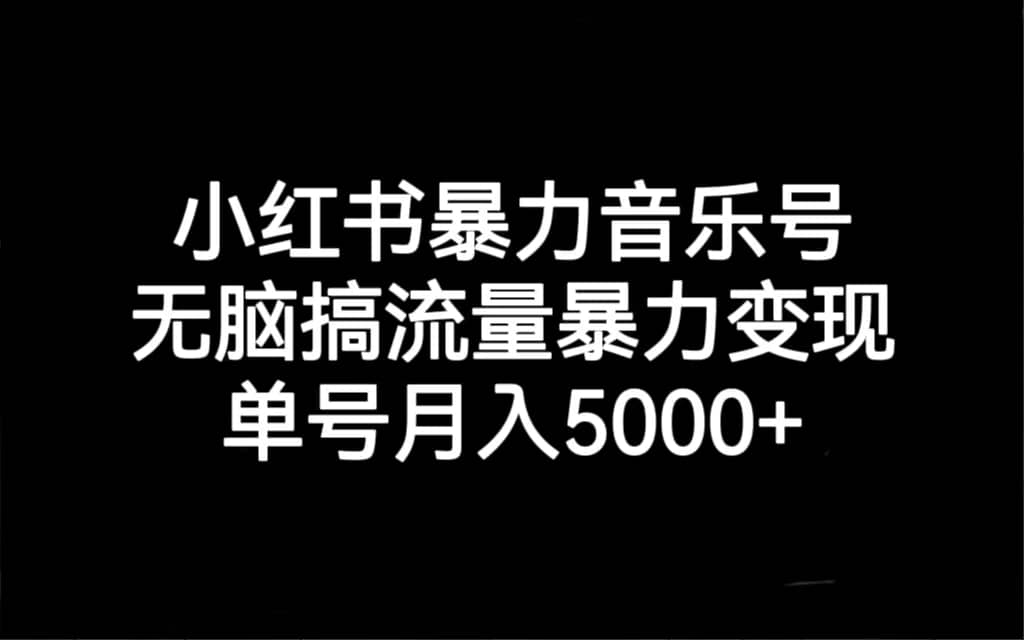 小红书暴力音乐号项目实操课：打造高收益账号，爆款视频制作与商单收徒变现教学—暮沉资源站