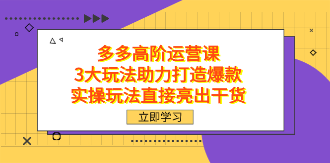 拼多多高阶运营课：实操干货！免费与付费玩法详解—暮沉资源站