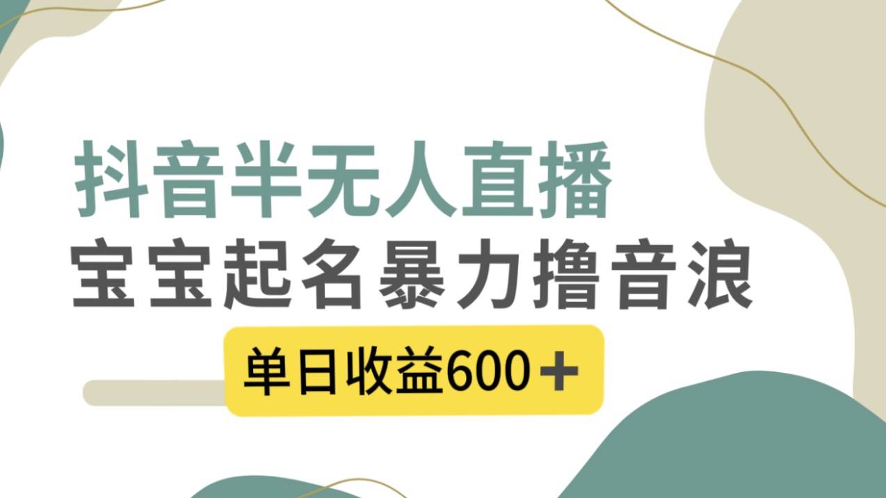 抖音半无人直播，宝宝起名，暴力撸音浪，单日收益600