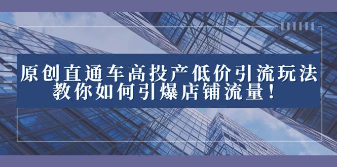 2023直通车高投产低价引流玩法，教你如何引爆店铺流量！—暮沉资源站