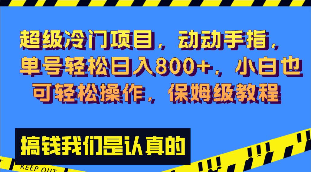 超级冷门项目,动动手指，单号轻松日入800 ，小白也可轻松操作，保姆级教程