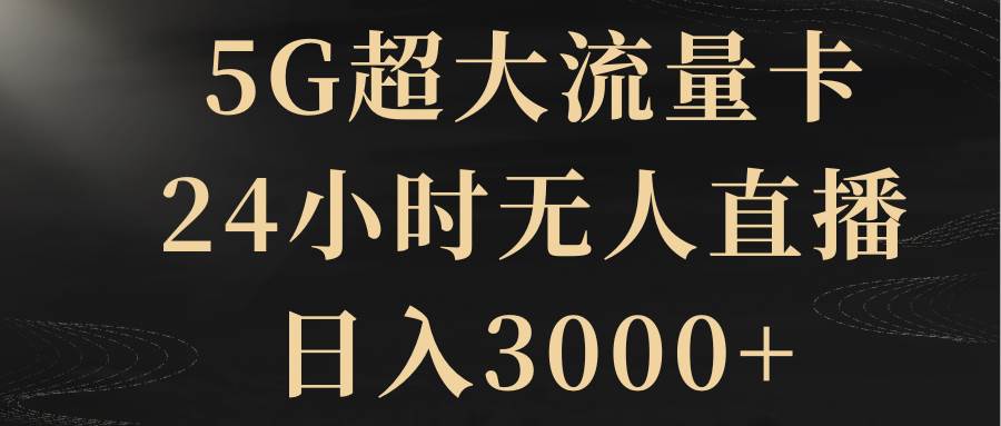 5G超大流量卡项目：日入3000，流量卡变现课程，24小时无人直播