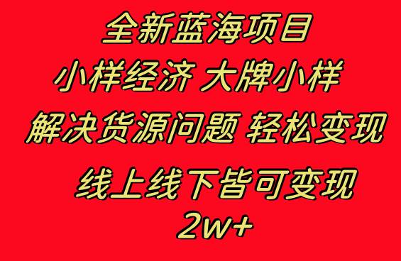 全新蓝海项目 小样经济大牌小样 线上和线下都可变现 月入2W