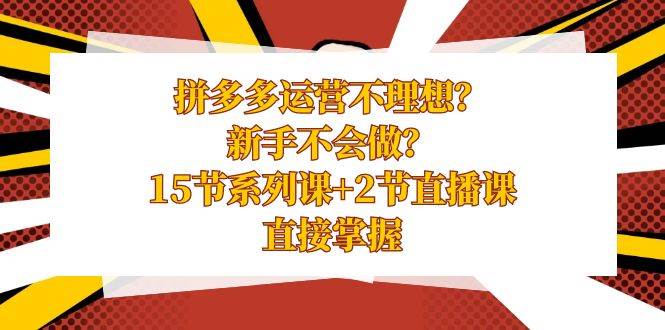 拼多多运营不理想？新手不会做？15节系列课 2节直播课，直接掌握—暮沉