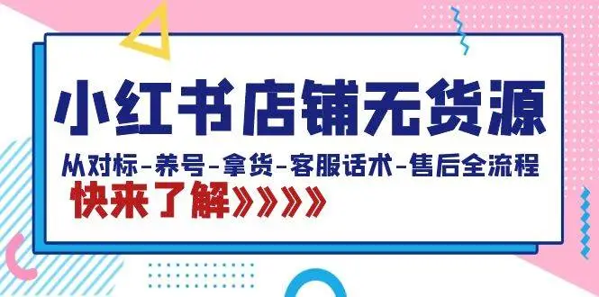 小红书无货源店铺运营教程：全程指导从对标-养号-拿货-客服话术-售后全流程（20节课）