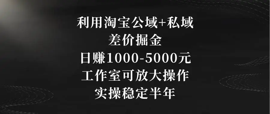 暮沉资源站：利用淘宝公域+私域差价掘金，日赚1000-5000元，工作室可放大操作