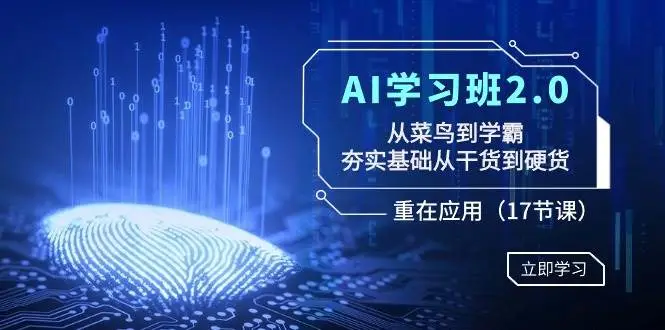 暮沉资源站—AI学习班2.0：从菜鸟到学霸，夯实基础从干货到硬货，重在应用（17节课）