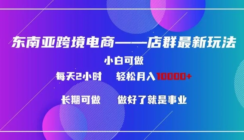 东南亚跨境电商店群新玩法2—小白每天两小时 轻松10000+，适合工作室放大