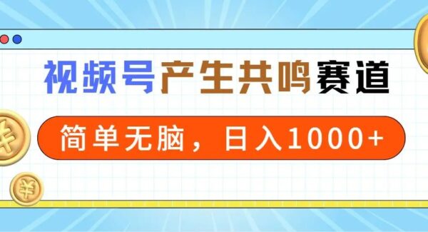 2024年视频号，产生共鸣赛道，简单无脑，一分钟一条视频，日入1000+