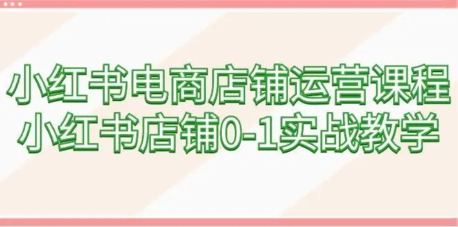 小红书电商店铺运营课程，小红书店铺0-1实战教学（60节课）