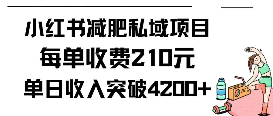 小红书减肥私域项目赚钱攻略：每单210元！小红书变现，日成交20单