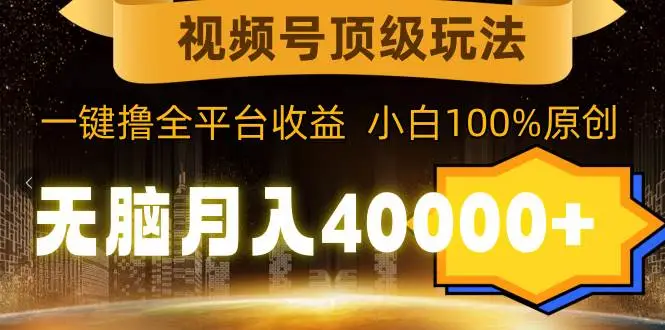 微信视频号蓝海攻略，一键撸收益：无脑原创视频，全平台月赚40000+技巧