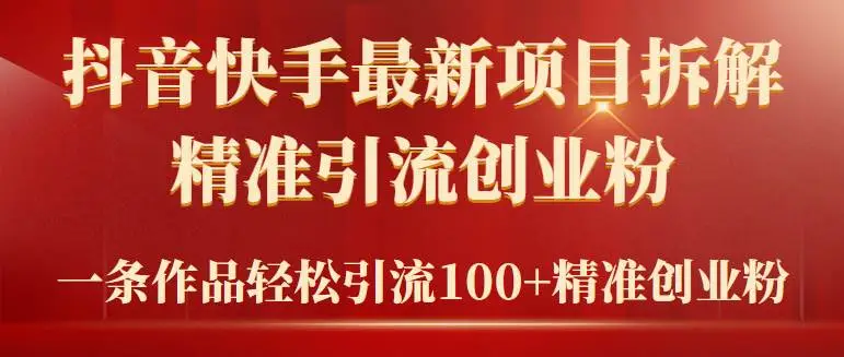 抖音快手项目拆解项目：新手也能引流，轻松日引100+精准创业粉实操教程