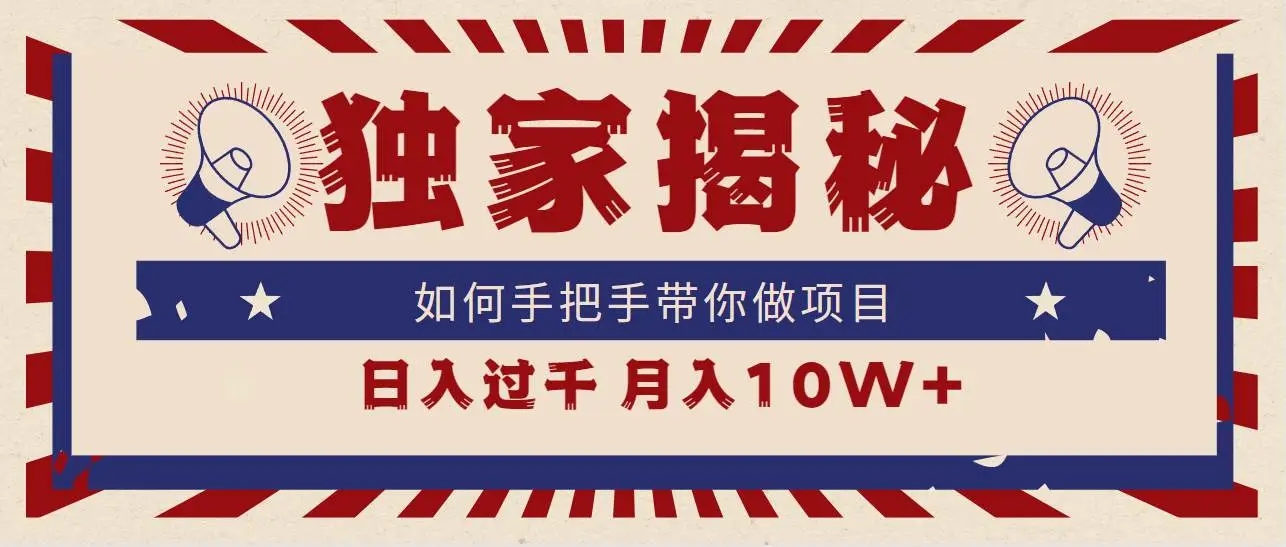 2024年蓝海项目独家揭秘，如何手把手带你做项目，日入上千，月入10W+