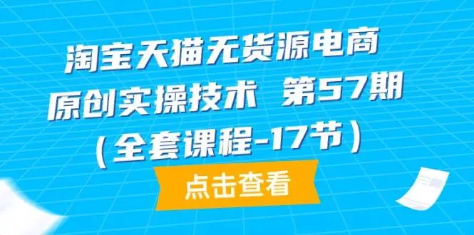 淘宝天猫无货源电商：全套实操技术课程，无货源电商赚钱模式，17期精华解读