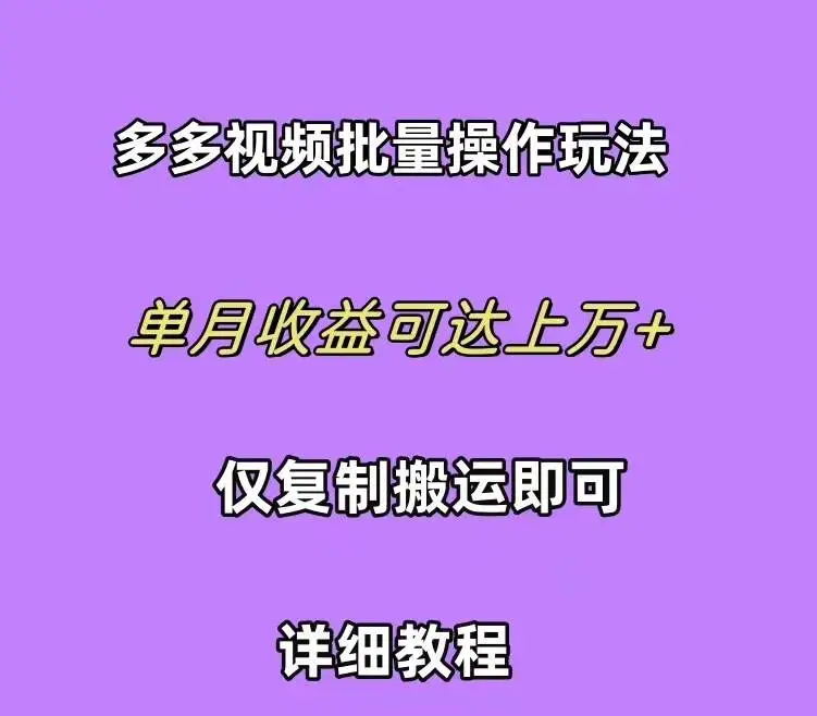 拼多多视频带货快速过爆款选品教程 每天轻轻松松赚取三位数佣金