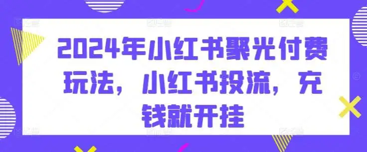 2024小红书聚光付费推广全攻略：蓝V与投流开挂技巧，从开通到优化的实操教程