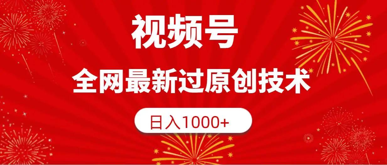 2024年视频号，全网最新过原创技术，日入1000+