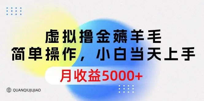 拼多多虚拟撸金薅羊毛，简单操作，小白当天上手，月收益5000+