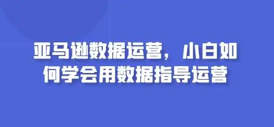 亚马逊数据运营，小白如何学会用数据指导运营