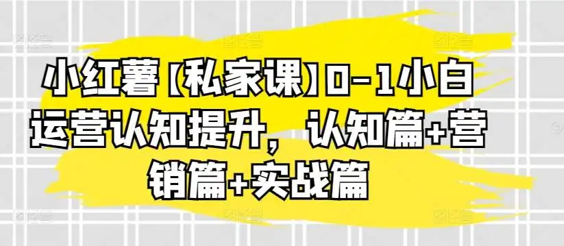 小红书【私家课】0-1小白运营认知提升，认知篇+营销篇+实战篇