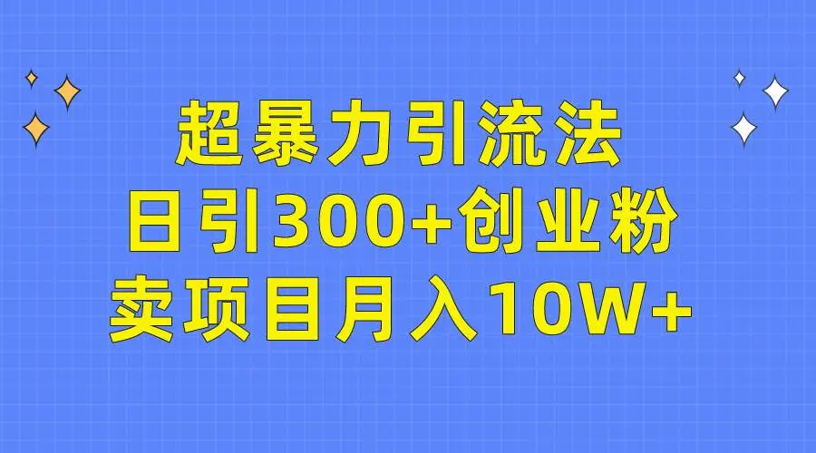 超暴力引流法，日引300+创业粉，卖项目月入10W+