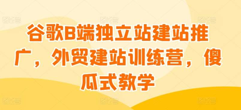 谷歌B端独立站建站推广，外贸建站训练营，傻瓜式教学