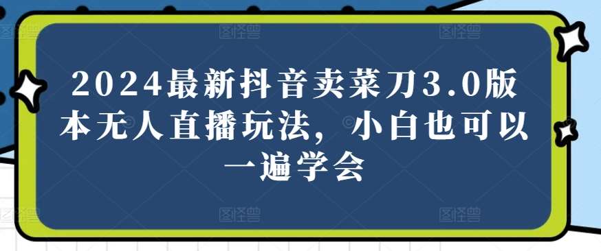 2024最新抖音卖菜刀3.0版本无人直播玩法，小白也可以一遍学会