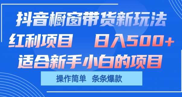 抖音橱窗带货新玩法，单日收益几张，操作简单，条条爆款