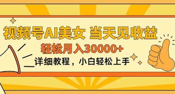 AI美女视频号项目教程：简单操作当天赚钱，月入30000+新手指南