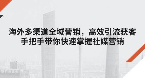 海外多渠道 全域营销，高效引流获客，手把手带你快速掌握社媒营销