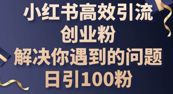 小红书高效引流创业粉，解决你遇到的问题，日引100粉