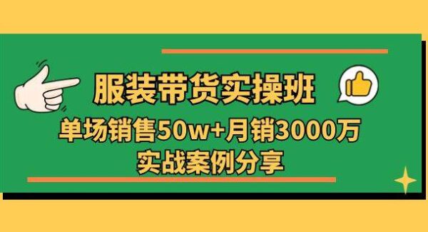 服装带货实操培训班：单场销售50w+月销3000万实战案例分享（27节）