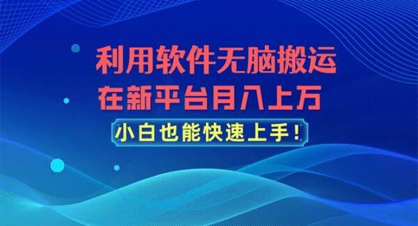 利用软件无脑搬运，在新平台月入上万，小白也能快速上手