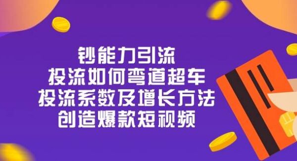 钞 能 力 引 流：投流弯道超车，投流系数及增长方法，创造爆款短视频（20节）