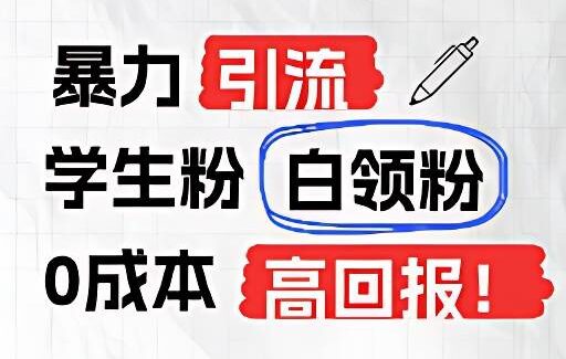 暴力引流学生粉白领粉，吊打以往垃圾玩法，0成本，高回报