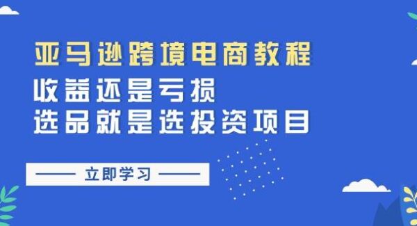 亚马逊跨境电商教程：收益还是亏损！选品就是选投资项目