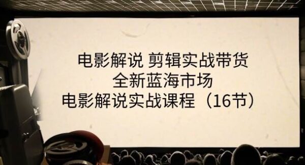 电影解说 剪辑实战带货全新蓝海市场，电影解说实战课程（16节）