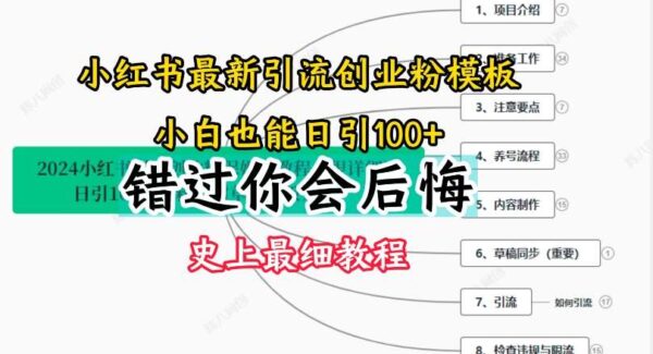 2024小红书引流创业粉史上最细教程，手把手教你引流