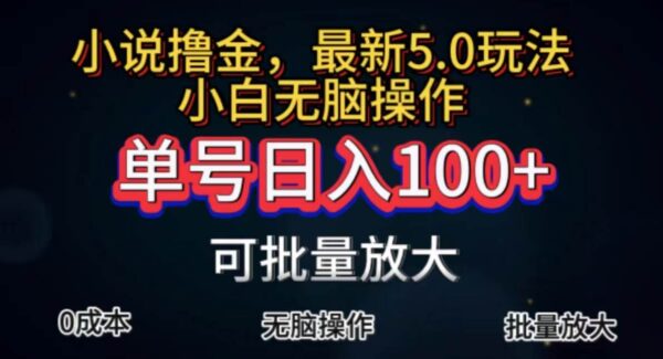 全自动小说撸金，单号日入100+小白轻松上手，无脑操作