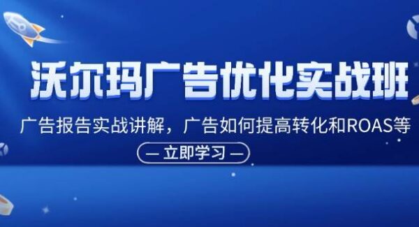 沃尔玛广告优化实战班，广告报告实战讲解，广告如何提高转化和ROAS等